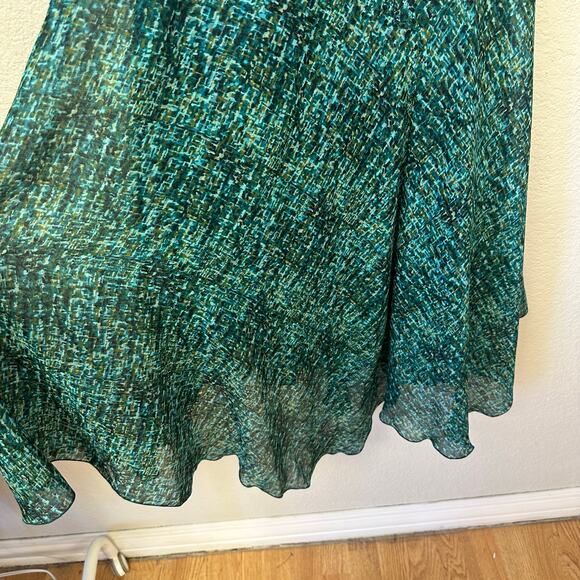 Y2k Evan Picone Scoop Neck Flowy Midi Dress Green Size 6 - Picture 2 of 5